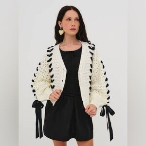 NWOT FOR LOVE & LEMONS LAUREL BOW SOLD OUT CARDIGAN SIZE L
